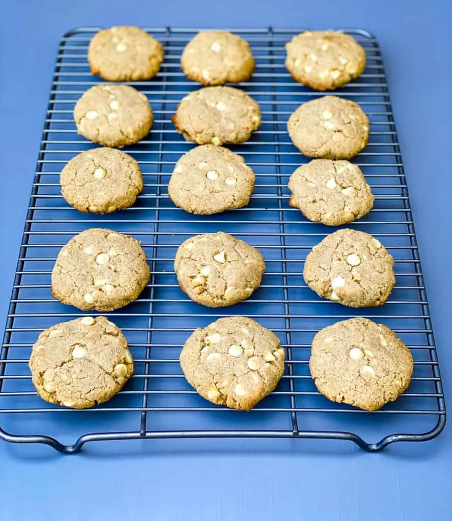 keto gingersnap cookies on a cooling rack