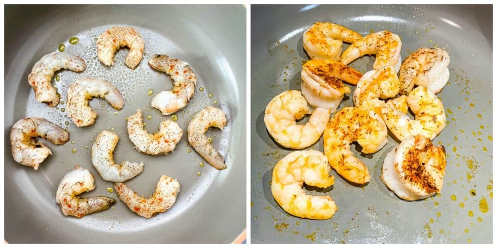 pan seared shrimp in a pan