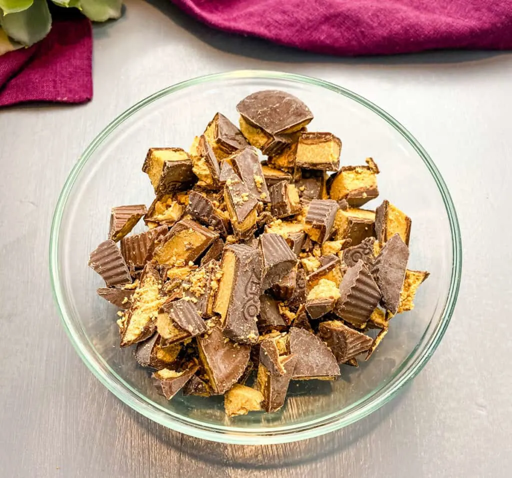 keto peanut butter cups in a glass bowl