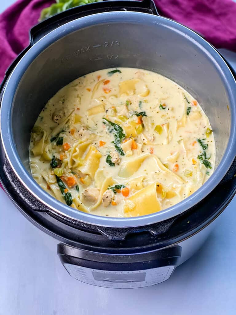 chicken lasagna soup in an Instant Pot