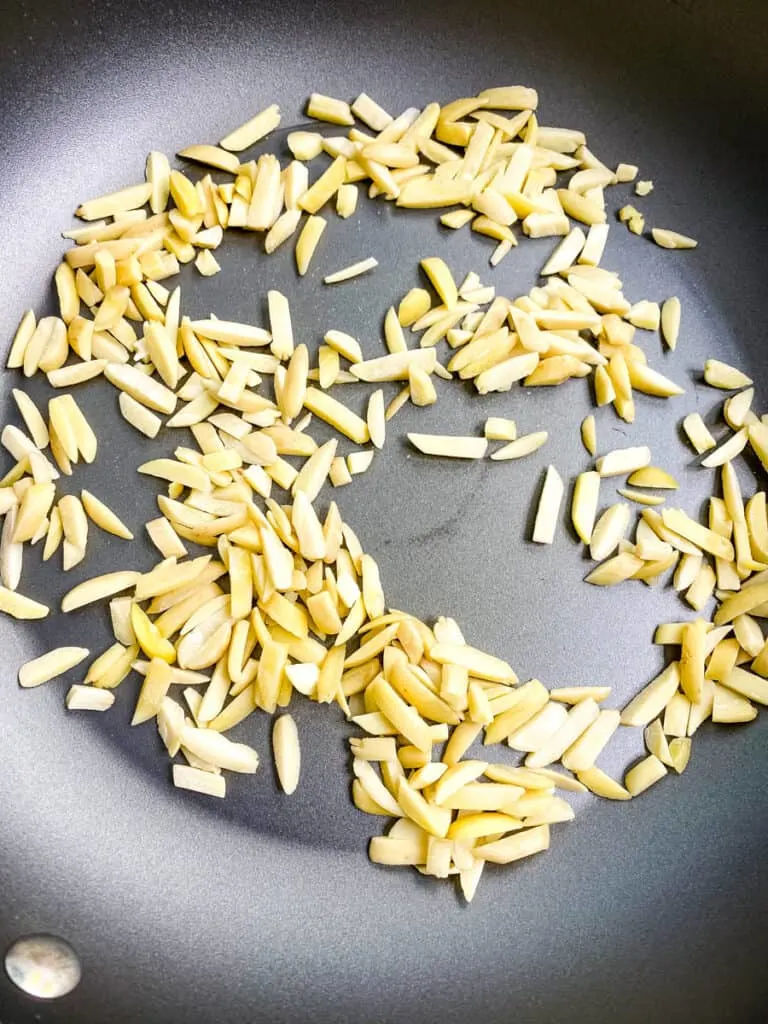 slivered almonds toasted in a skillet