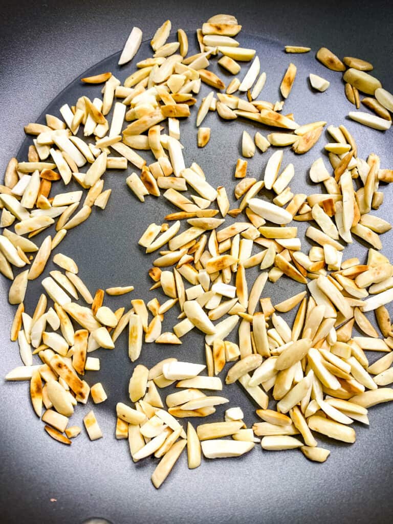 slivered almonds toasted in a skillet