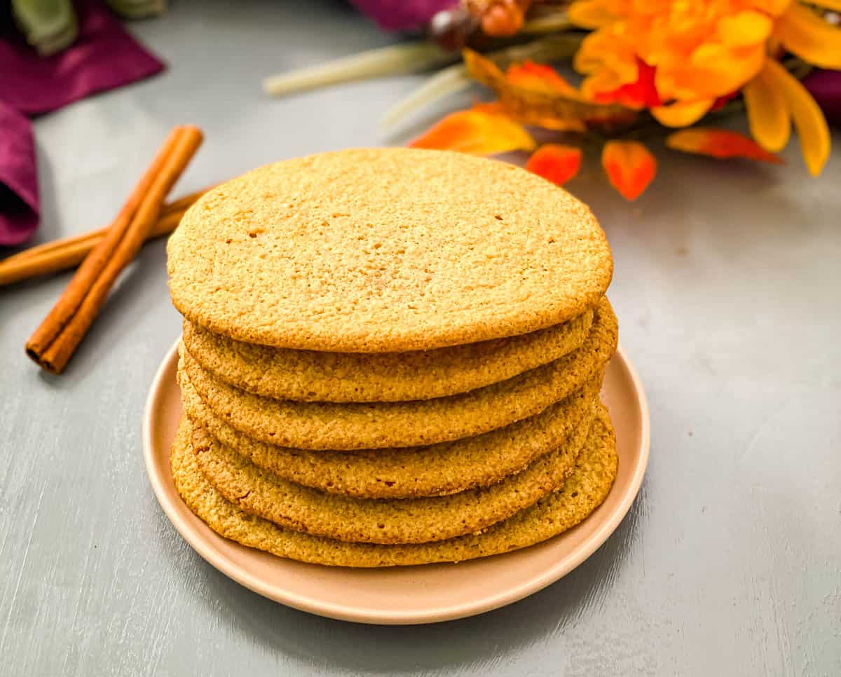 keto snickerdoodle cookies on a plate