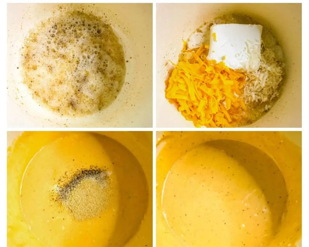 collage photo showing how to make cream sauce for 