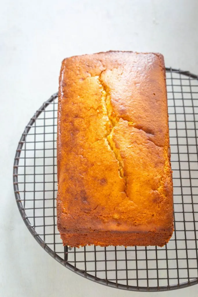 keto low carb pound cake on a cooling rack