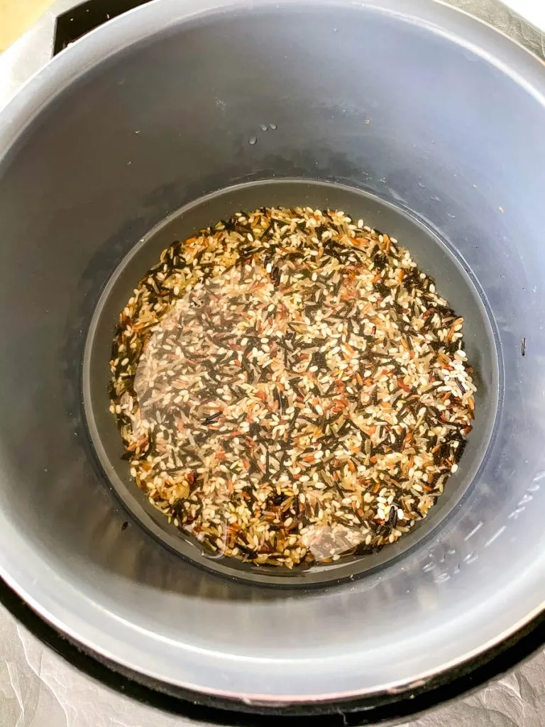 uncooked wild rice in an Instant Pot