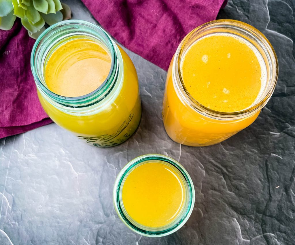 turkey bone broth in mason jars