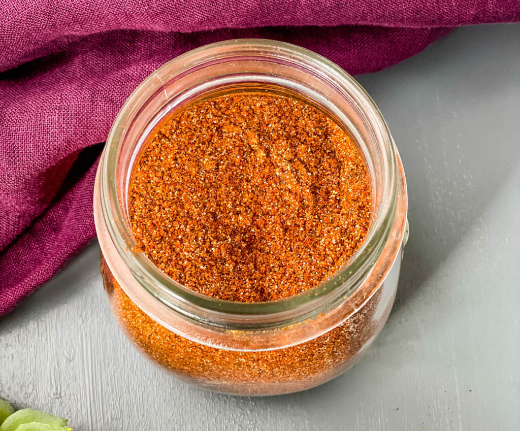 homemade taco seasoning in a glass jar