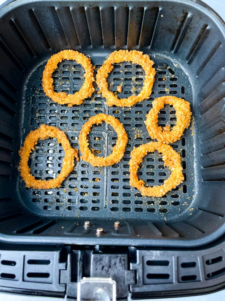 keto onion rings in an air fryer