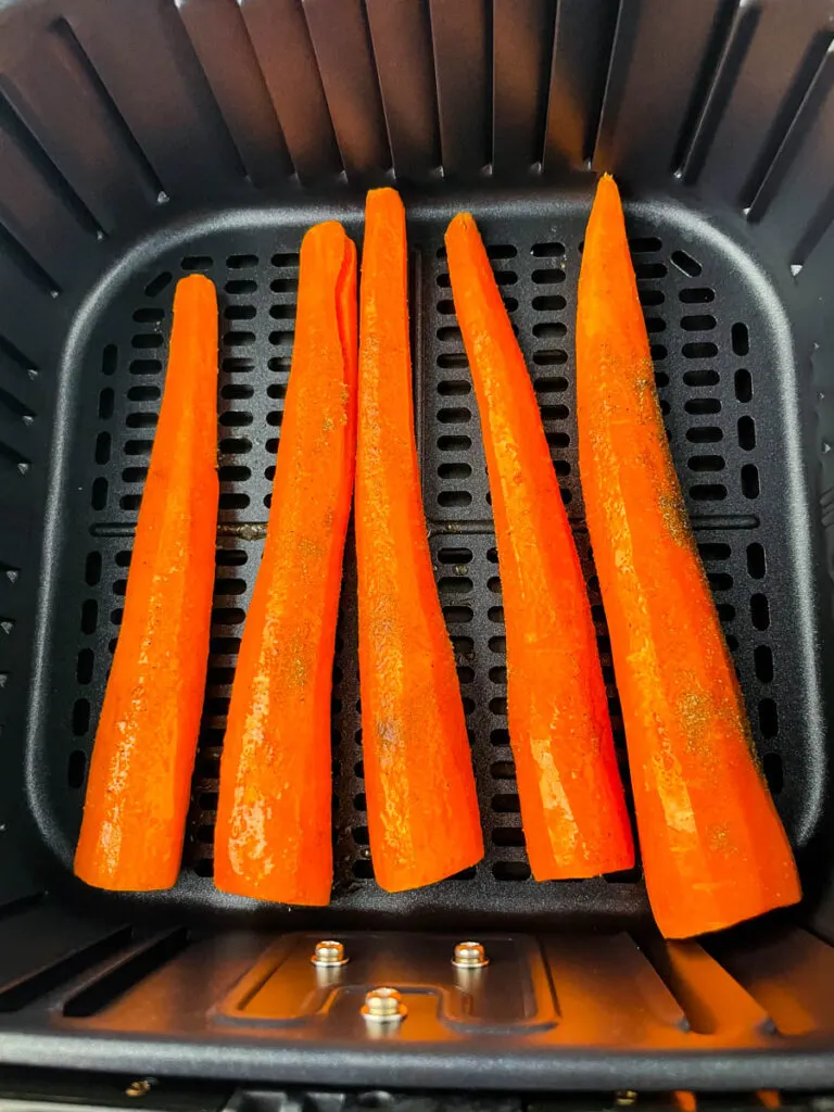 raw carrots in an air fryer