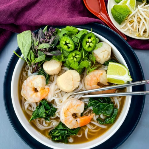 Seafood Pho Noodle Soup with Shrimp + {VIDEO}