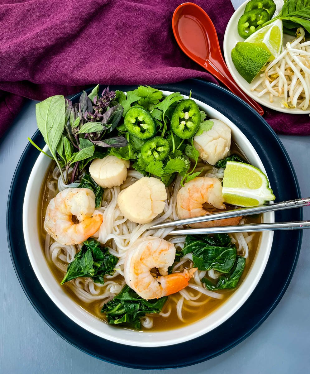 Easy Seafood Pho Noodle Soup with Shrimp