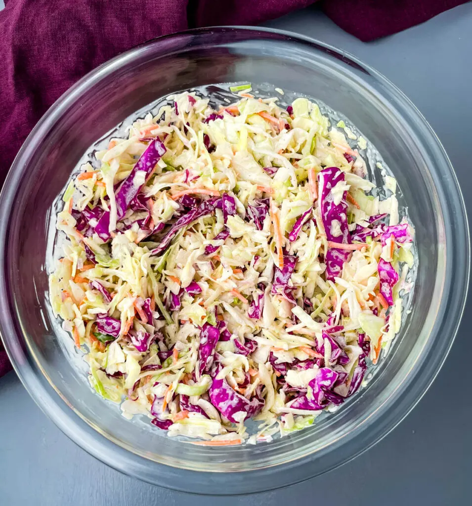 southern coleslaw in a glass bowl