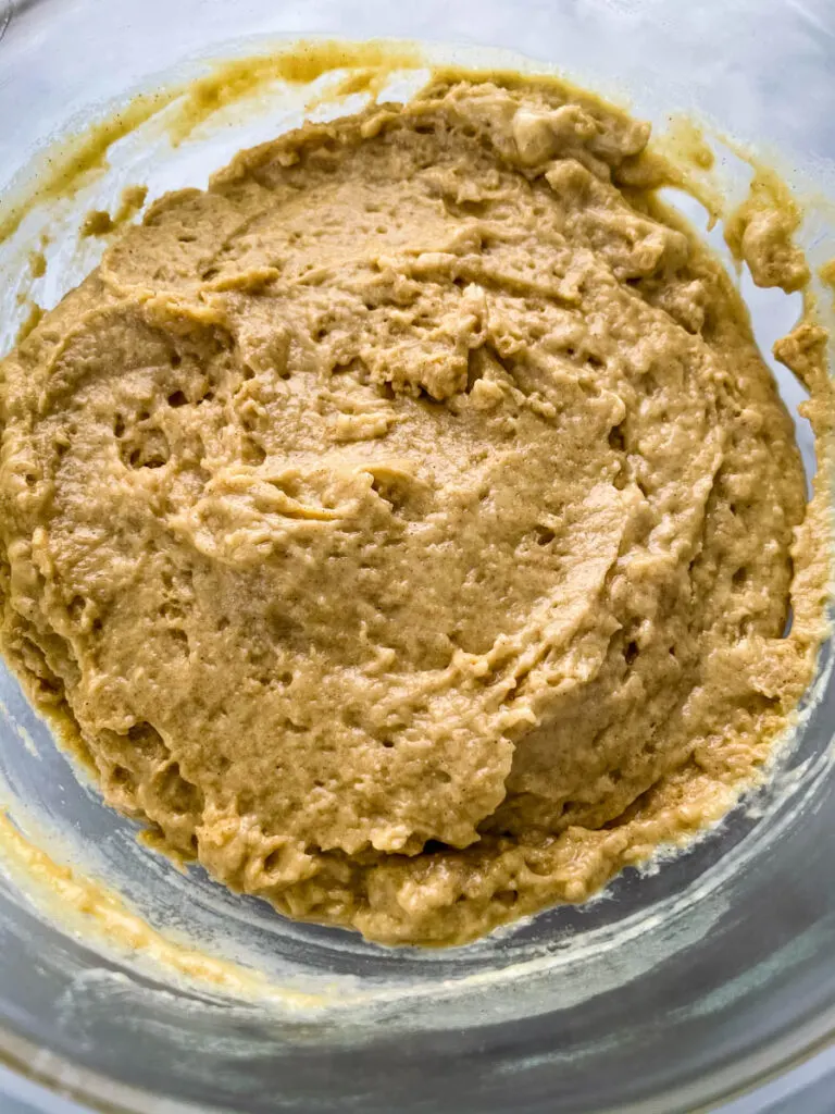 coffee cake muffin batter in a glass bowl