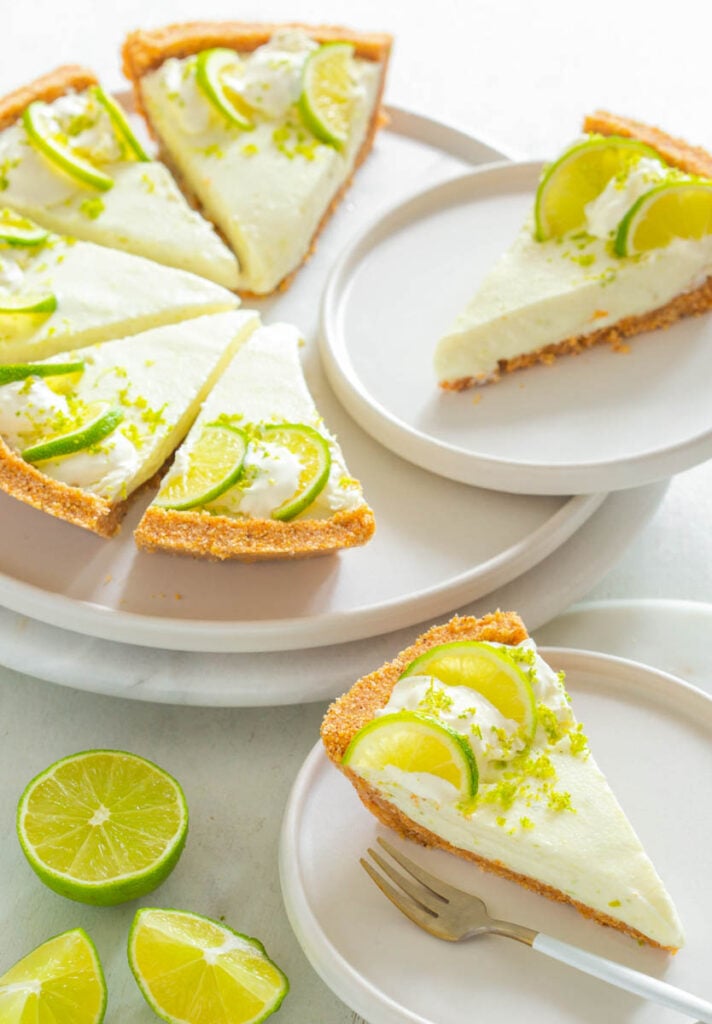 keto low carb key lime on a white plate with fresh key limes