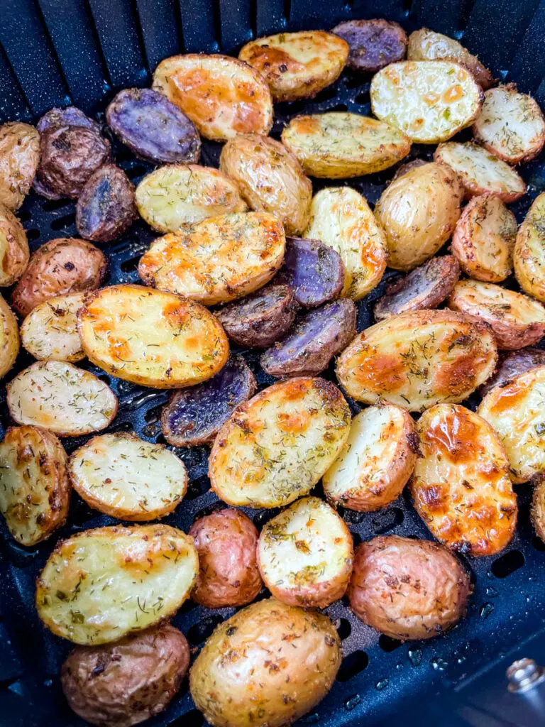 roasted potatoes in an air fryer
