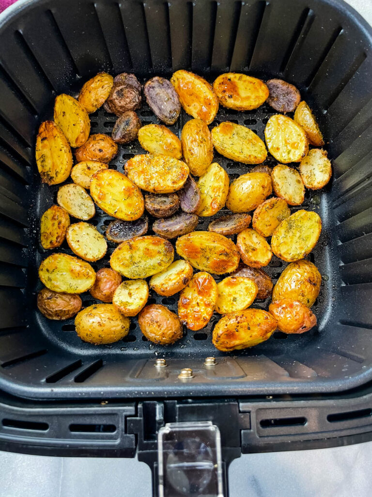 roasted potatoes in an air fryer