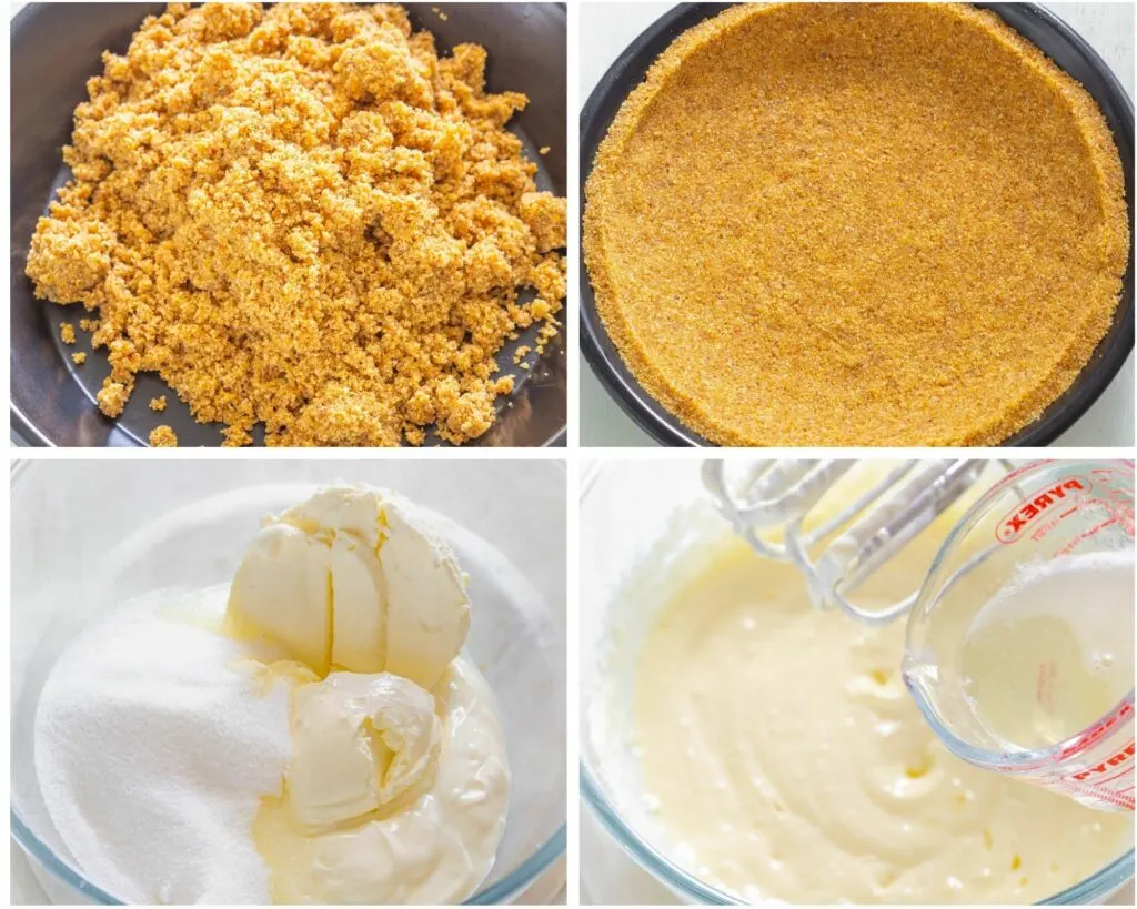 collage photo that shows pie crust and pie filling