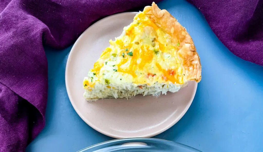 crab and seafood quiche on a plate
