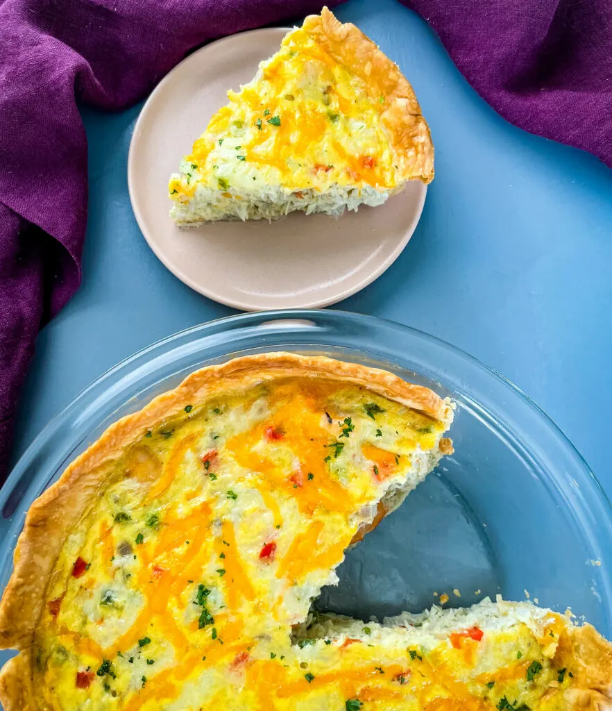 crab and seafood quiche on a plate