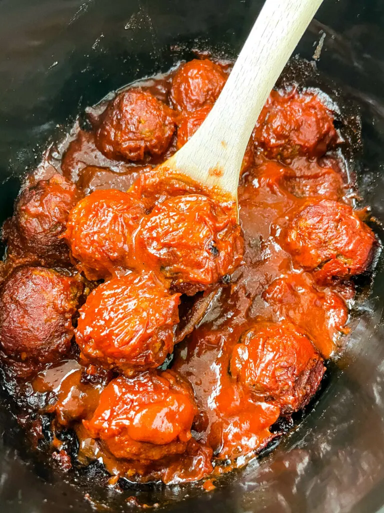 BBQ meatballs in a slow cooker