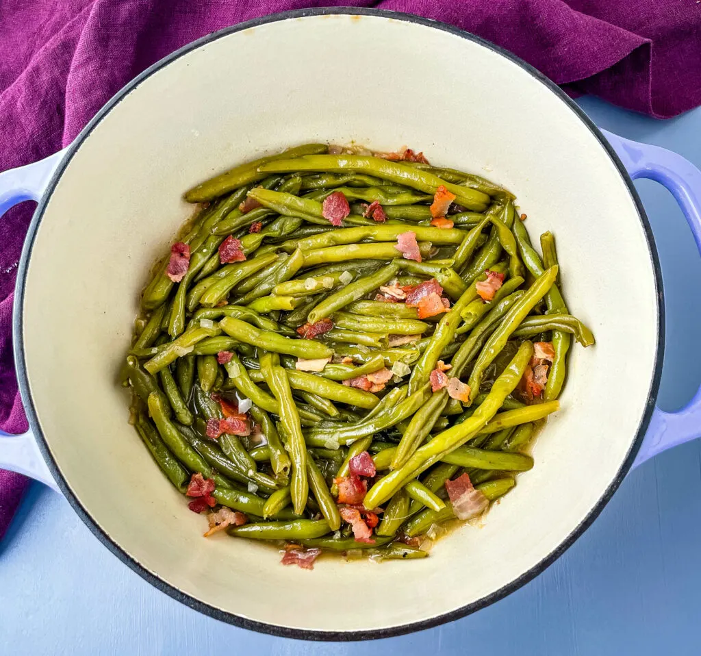 southern green beans with bacon in a pot