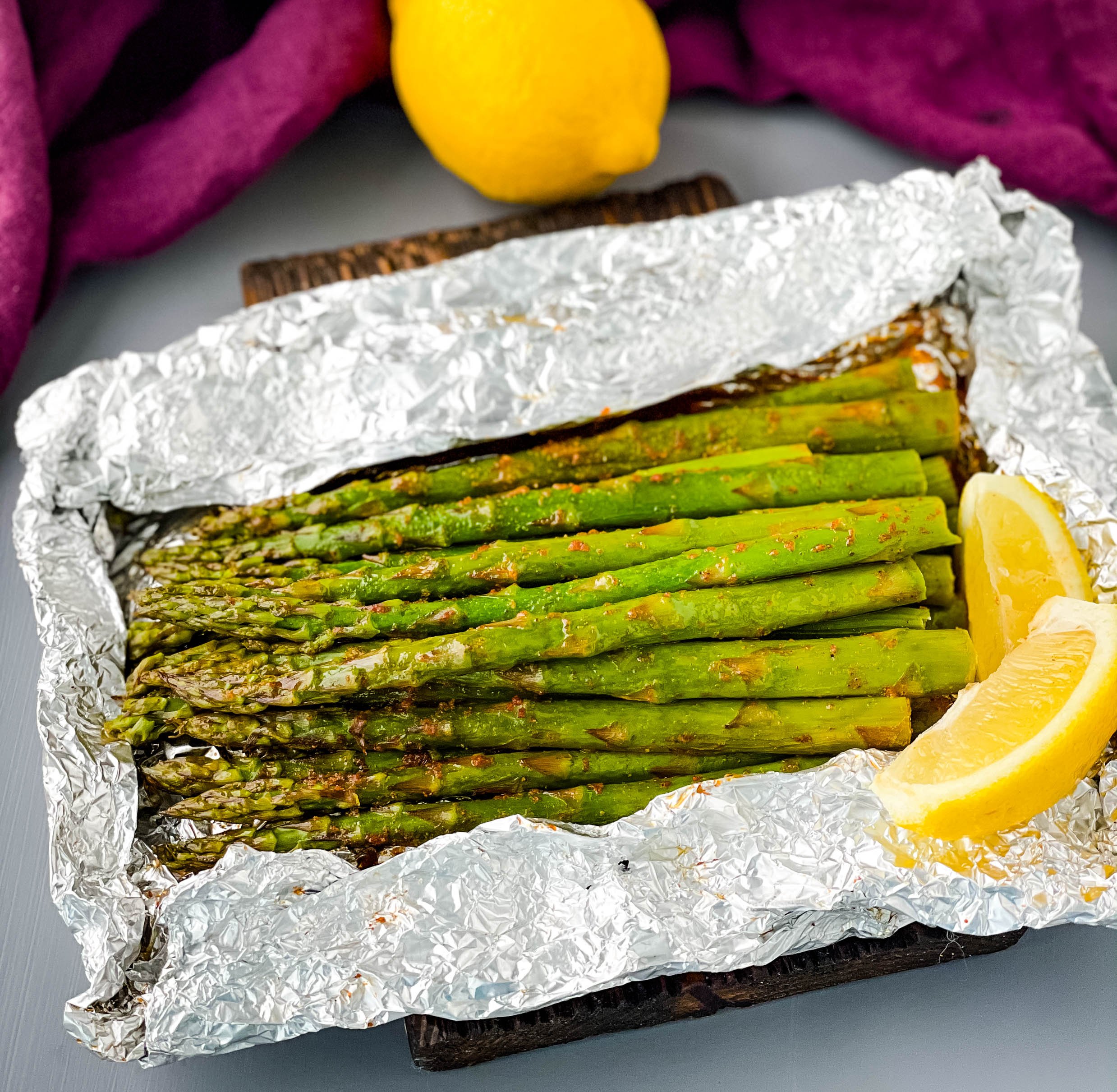 Grilled asparagus shop in foil