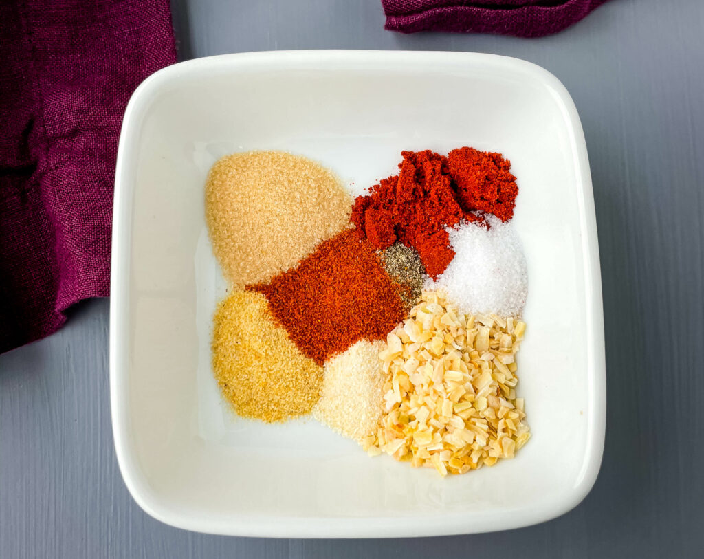 homemade Burger seasoning and rub in a white bowl