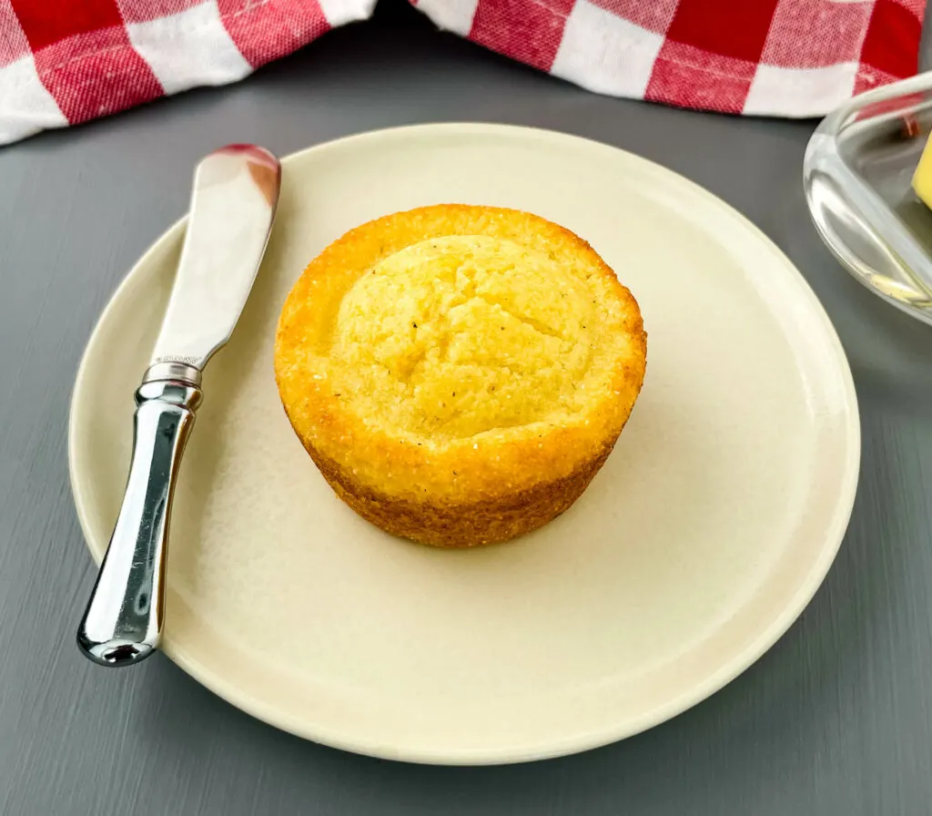 cornbread muffin on a plate