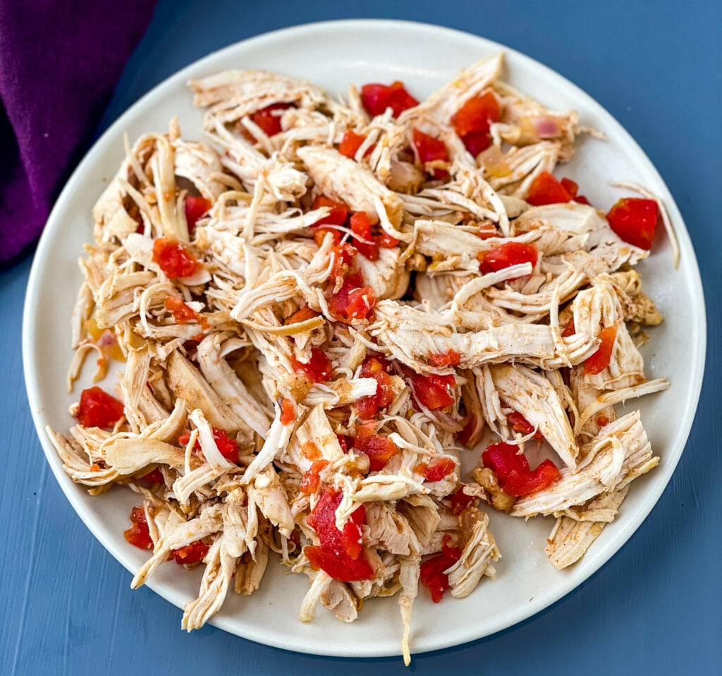 shredded Instant Pot chicken on a plate