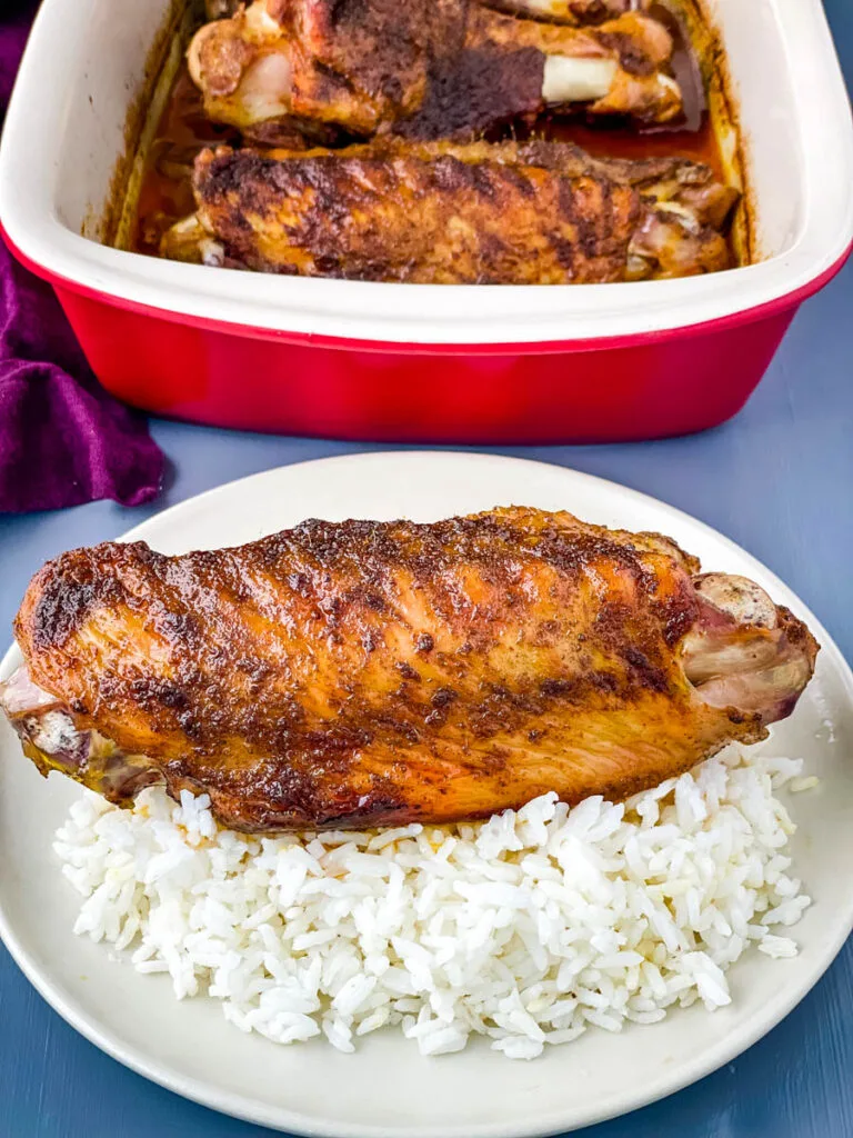 baked turkey wing with white rice