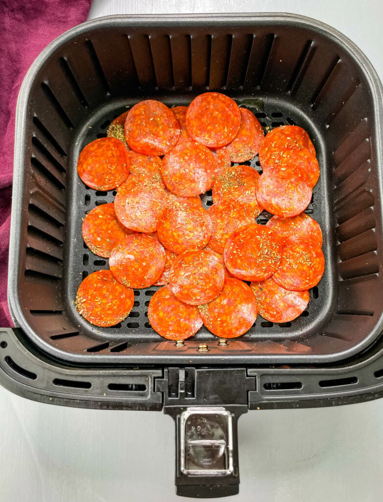pepperoni chips in an air fryer