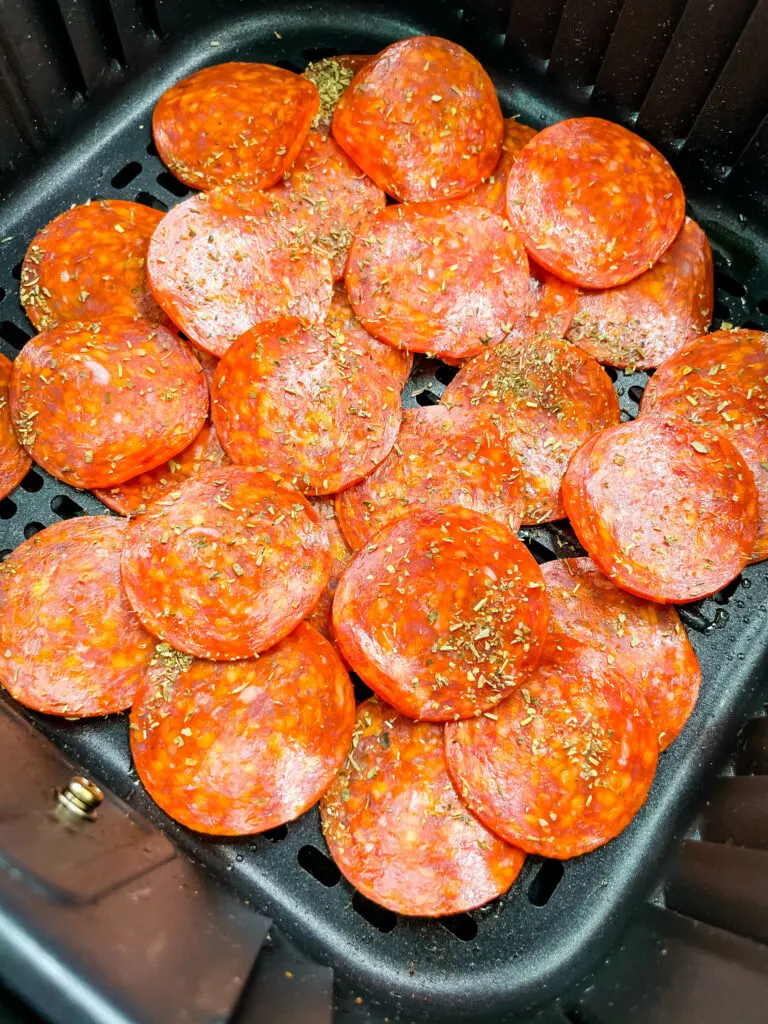 pepperoni chips in an air fryer