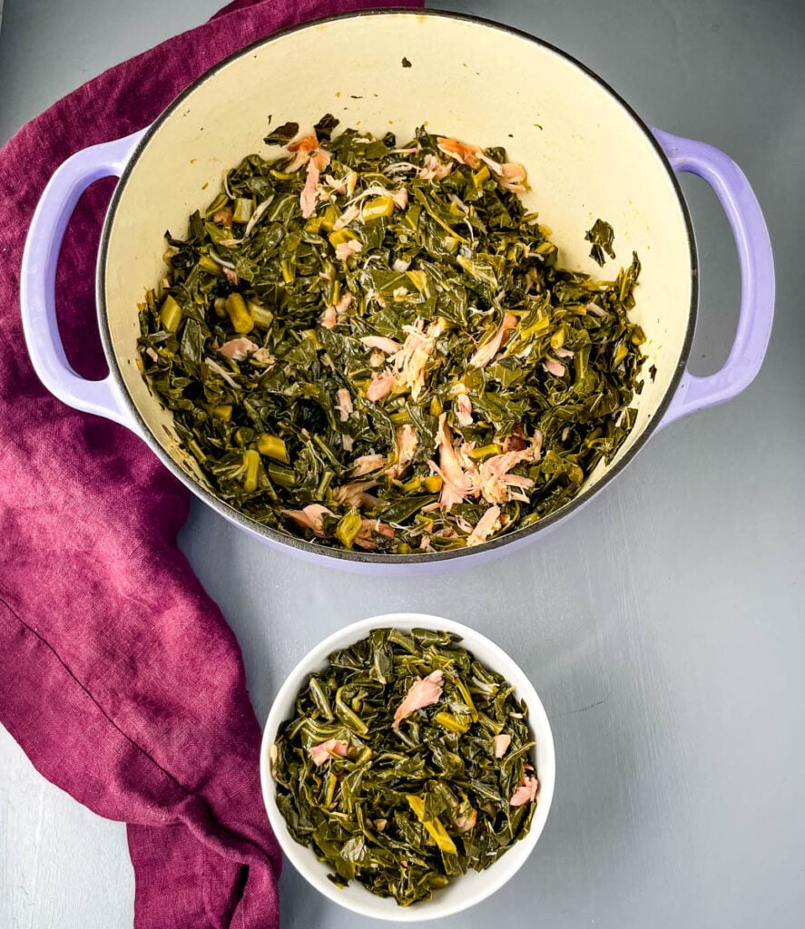 southern collard greens in pot