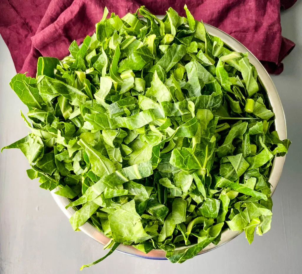 collard greens in a large bowl