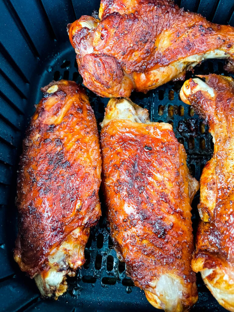 cooked turkey wings in an air fryer