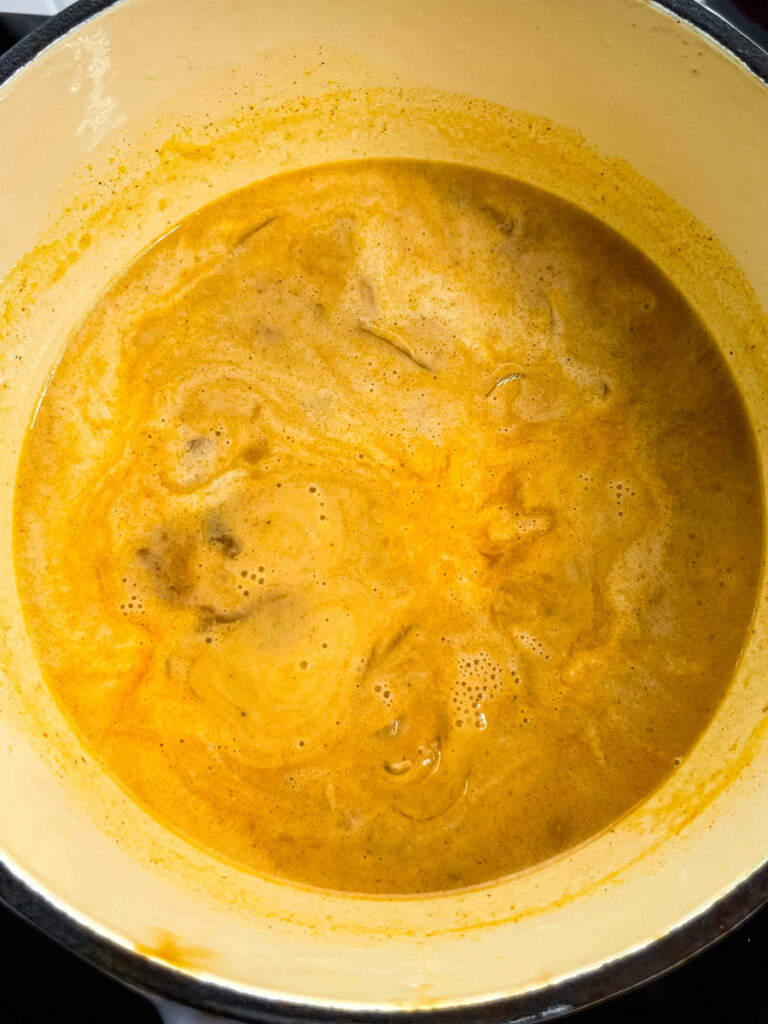 turkey gravy in a pan