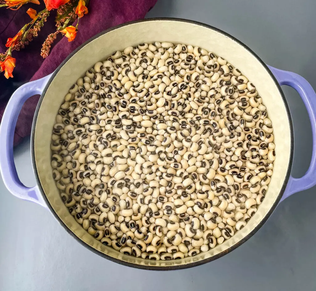 black eyed peas soaking in hot water