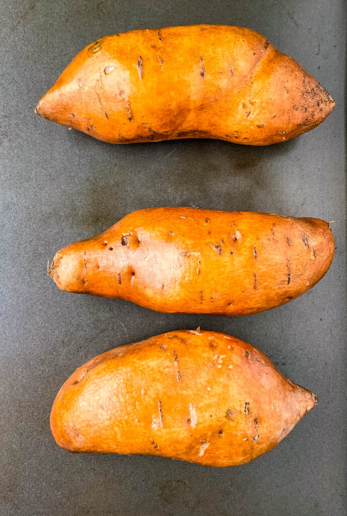 sweet potatoes on a sheet pan