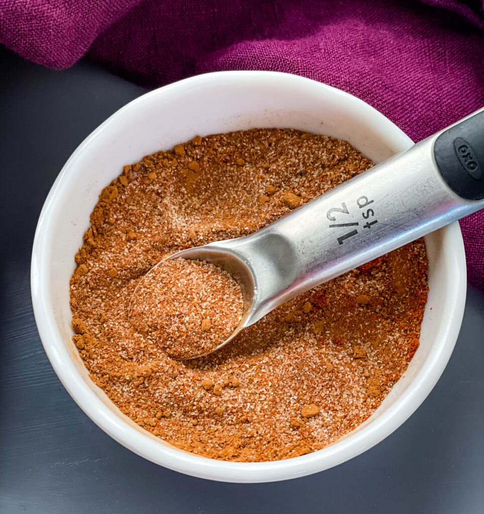 homemade steak seasoning and rub in a white bowl