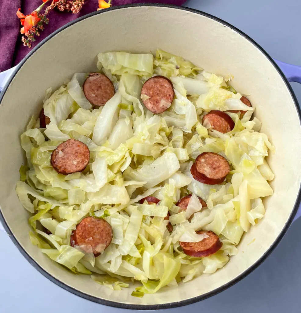 southern soul food cooked cabbage in a large pot