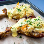 stuffed turkey leg with mac and cheese and parsley