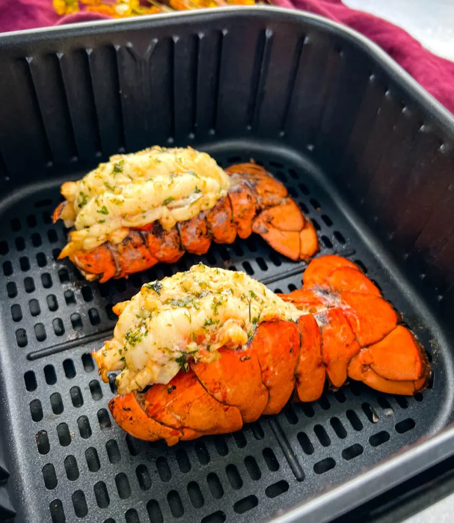 cooked lobster tails in an air fryer