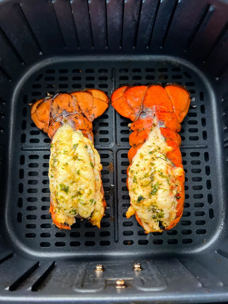 cooked lobster tails in an air fryer
