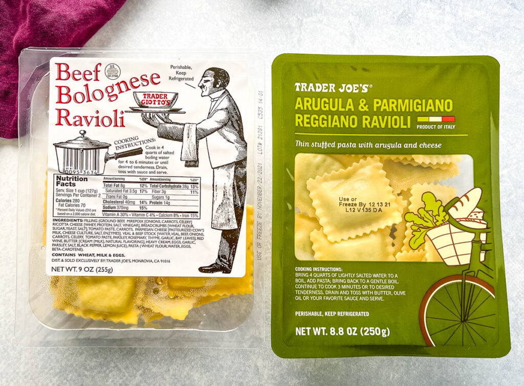 Trader Joe's ravioli in packaging