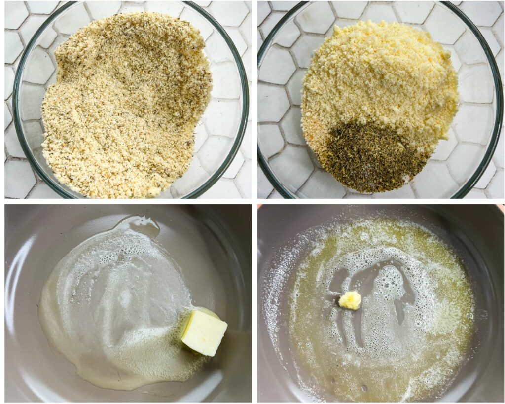 creamy lemon garlic chicken cream sauce in a pan