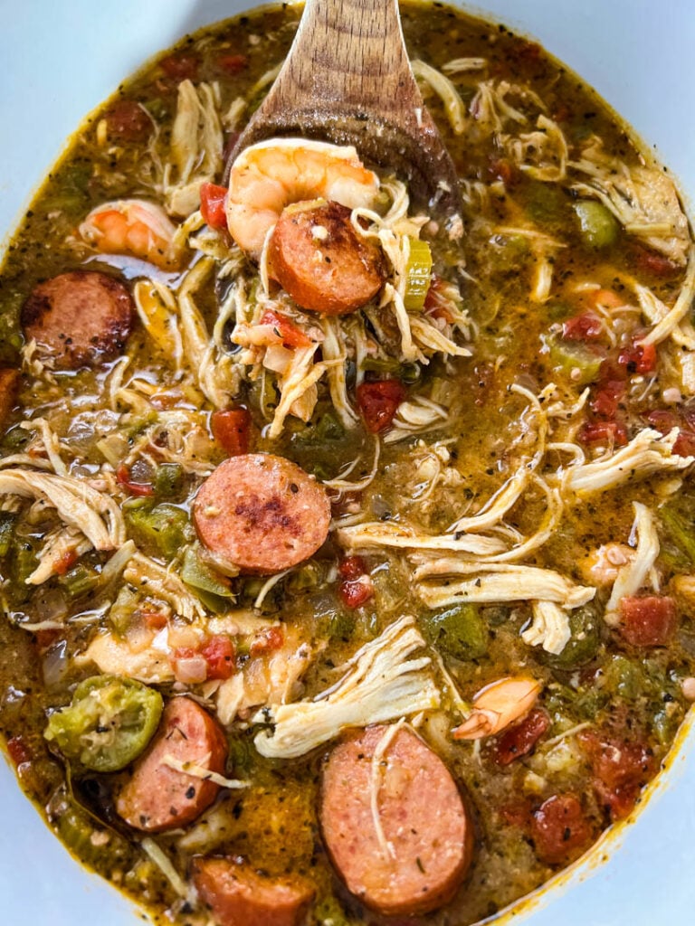 gumbo in a Crockpot slow cooker