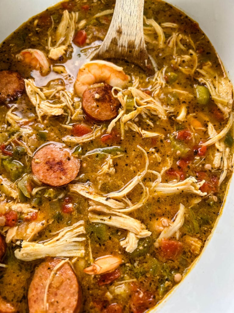 gumbo in a Crockpot slow cooker