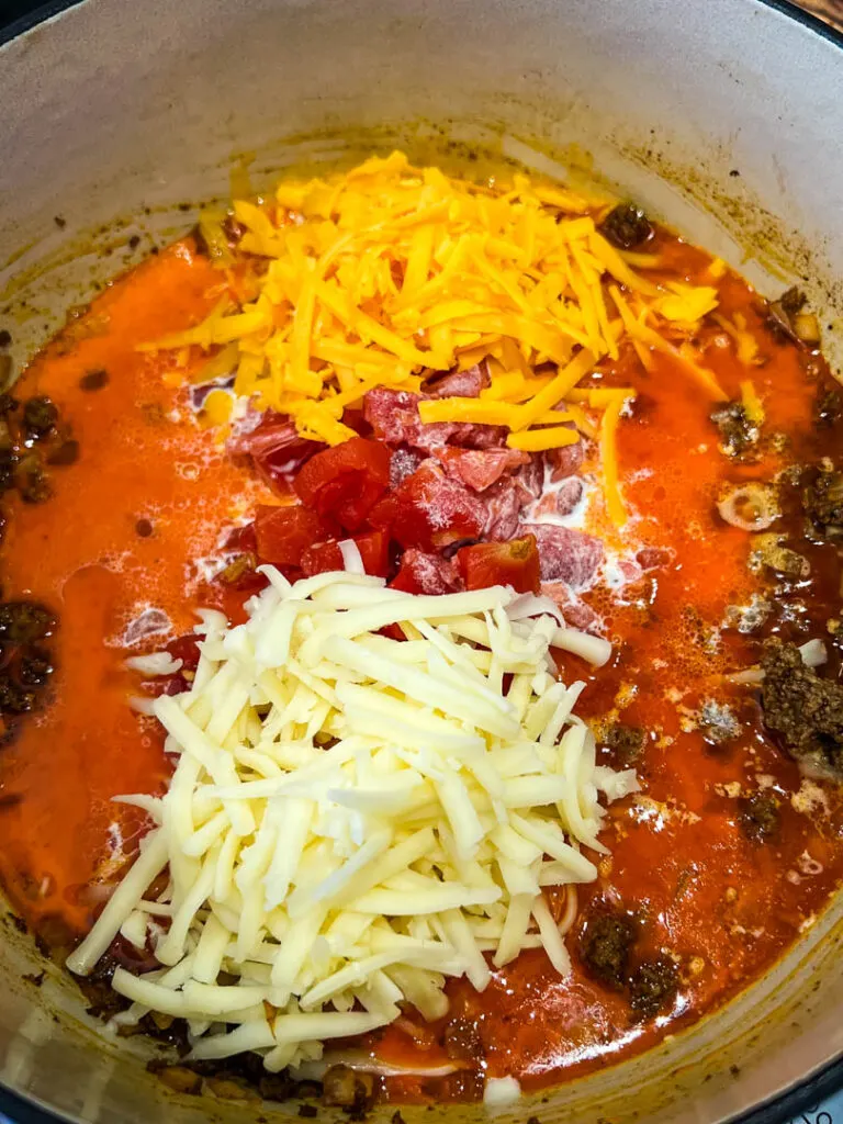 cheese taco pasta sauce in a pot