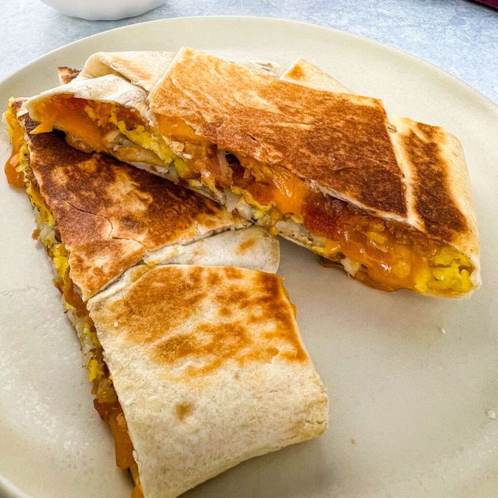 breakfast crunchwrap on a plate